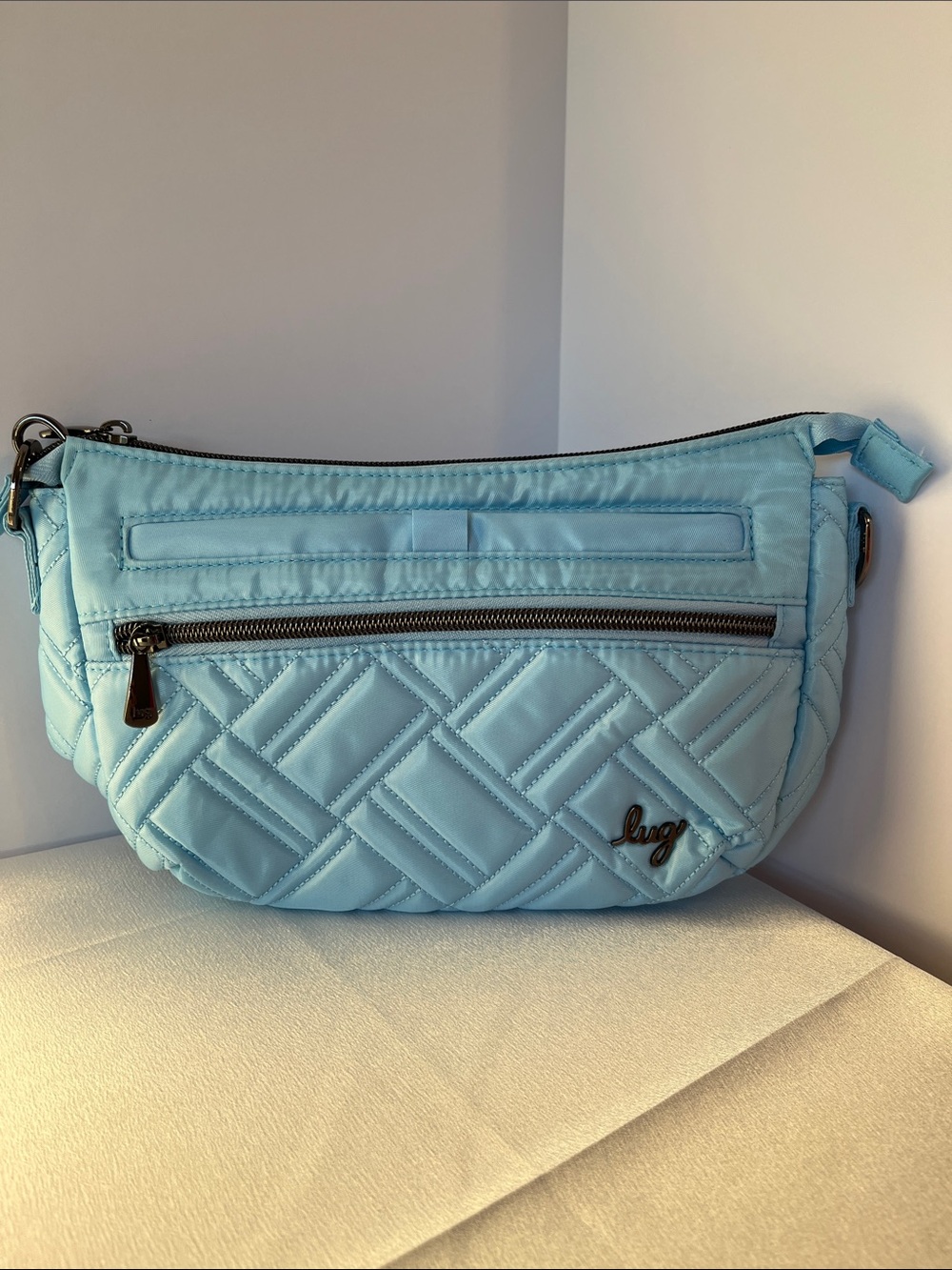 lug Sky Blue Quilted Crossbody Bag